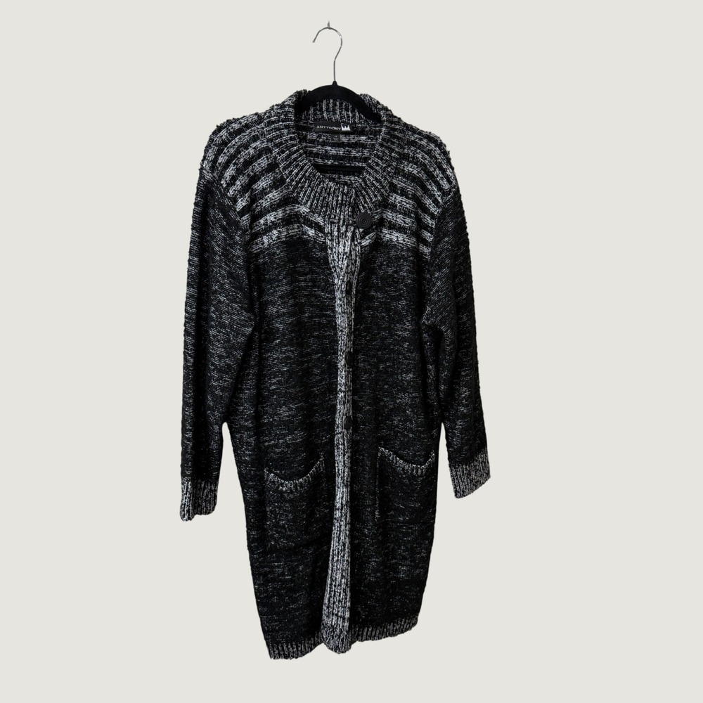 Anthony Original 1X Marled Knit Long Open Front Cardigan Sweater Dark Academia